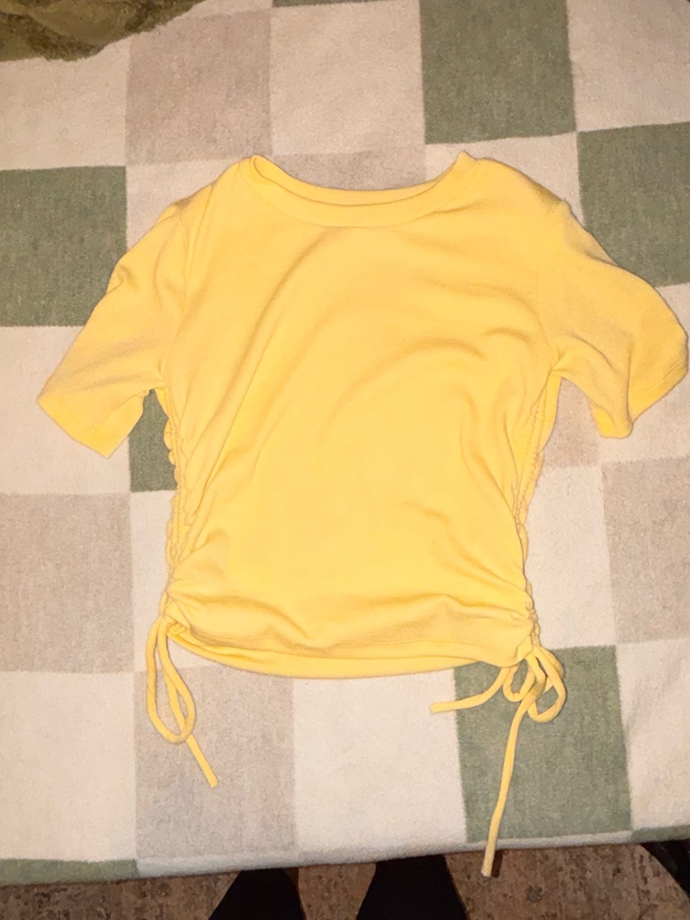 Zara Yellow Side-Tie Cropped Tee